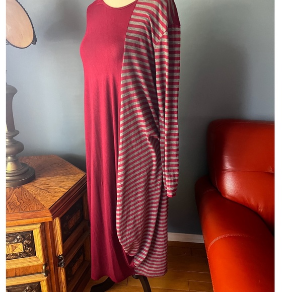Vintage boho Lagenlook long sleeve balloon jersey midi dress made in Italy EUC - Picture 2 of 12